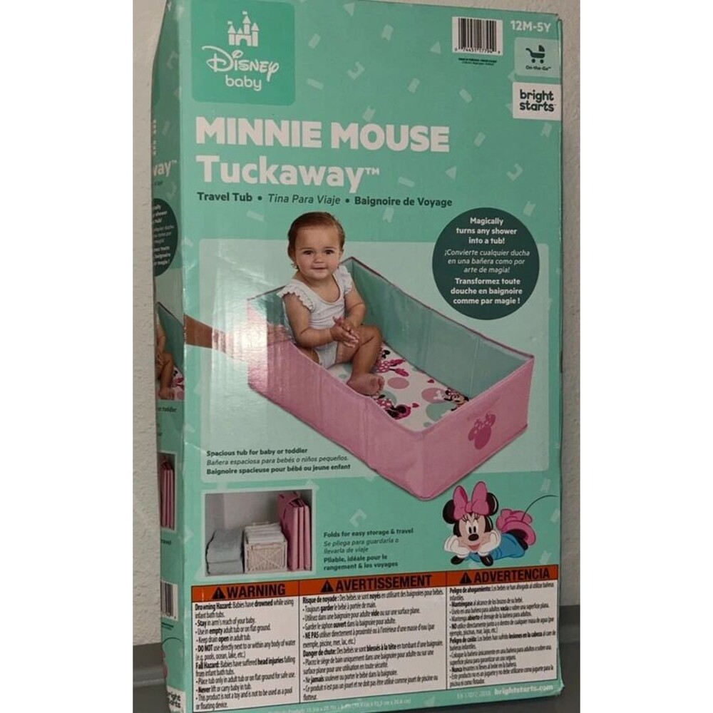 Disney Baby Minnie Mouse Tuckaway Folding Travel Tub 12M-5Y Pink